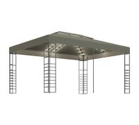 vidaXL Gazebo with LED String Lights 3x4m Taupe 180 g/m² Outdoor Sunshade Tent