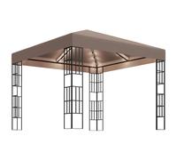 vidaXL Gazebo with LED String Lights 3x3m Cream Outdoor Pavilion Sunshade Tent
