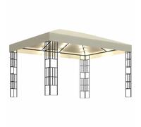 vidaXL Gazebo with LED String Lights 3x4m Cream Outdoor Pavilion Sunshade Tent