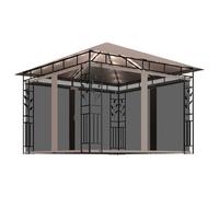 vidaXL Gazebo with Mosquito Net and LED String Lights 3x3x2.73m Taupe 180 g/m²