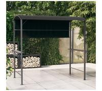 Gazebo with Roof 220 x 110 x 200 cm Grey Polyester Fabric Powder Coated Metal