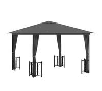 Gazebo 3 x 3 m Anthracite Powder-Coated Steel Frame 100% Polyester Double Roof.