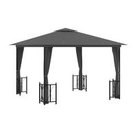 vidaXL Gazebo with Sidewalls&Double Roofs 3x3 m Anthracite, Black