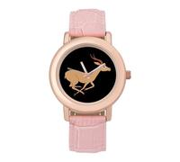Gazelle Animal African Antelope Women's Wrist Watch Fashion Wristwatches with Pink Strap Gifts for Women Mother Wife Birthday