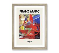 Gazelle By Franz Marc Exhibition Museum Painting Framed Wall Art Print, Ready to Hang Picture for Living Room Bedroom Home Office Décor, Oak A4 (34 x 25 cm)