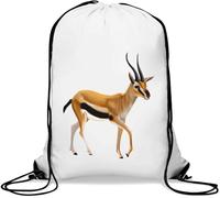 Gazelle wild African wilderbeast art Gym Sack Casual Drawstring Bag White