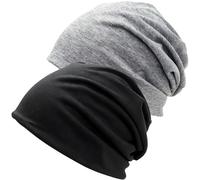 GAZIL 2 Pack Unisex Leisure Thin Skull Caps, Soft and Breathable Slouch Beanie, Lightweight Soft Caps for Cycling, Workout, Outdoor Sports, Beanie Hats (Black & Grey)