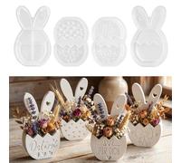 GAZIL 4-Piece Silicone Mold Set for Easter Decorations, Reusable Bunny Silicone Molds for Spring, DIY Bunny Molds for Candles, Plaster Decorations, and Easter Gifts