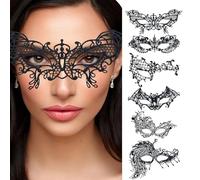 GAZIL Masquerade Mask 6-Pack for Women: Black Sexy Lace Eyemask with Embroidery for Carnival & Costume Parties, Elegant Masquerade Accessories