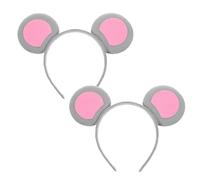 GAZIL Mouse Ears Headband 2 Pack, Grey & Pink Soft Fabric Rat Ears Headbands for Adults Kids, Carnival Costume Fancy Dress Halloween Party Supplies