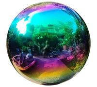 Gazing Ball 12 inch Rainbow Stainless Steel Polished & Reflective Gazing Balls for Gardens Smooth Hollow Colorful & Shiny Balls for Garden Patio Yard Home, for Gardens