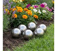 Gazing Ball Silver Brushed 7.5 cm Stainless Steel Garden Decor Set of 6 indoors