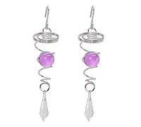 Gazing Ball Spiral Tail Wind Spinner Stainless Steel, 2Pcs Outdoor Wind Chimes with Crystal Sphere - Durable Material, Relaxing Decorative Accent for Garden and Porch (Purple)