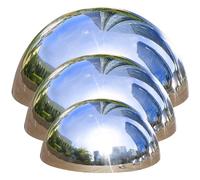 Gazing Balls For Gardens, 3 Pcs Garden Gazing Ball Half Round Gazing Ball 4'', 6'' & 8'' Stainless Steel Gazing Globe Reflective Mirror Big Shiny Balls Hollow Floating Hemispheres for Pond Pool