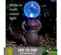 Gazing Frog Light Up Garden Ornament Solar Powered Gazing Ball Multicoloured