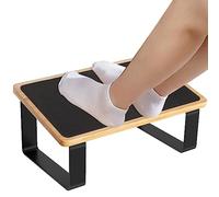 GAZITOP Metal & Wood Foot Rest, Ergonomic Under Desk Footstool with Non-Slip Rubber, Wide Anti-slip Top, Pressure Relief for Home or Office, Matte Black