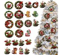 Gazocua 2025 Christmas Ornament for Advent, 24 Days 2D Acrylic Ornament Decoration, Flying Charm, Christmas Advent, for Home, Car, Wall, Door, Adults, Children, Holiday, Party