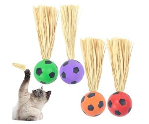Gazocua Bouncing Tails Cat Toy | 4 Pieces Interactive Two-in-One Accessories | Moving Ball for Cats - For Training Movement Mental Promotion Climbing Home Game Outdoor Game On