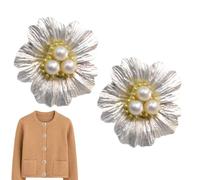 Gazocua Button Fasteners - 2 Pieces Craft Cufflinks | Flower Shaped Decorative Pearl Decorated Cufflinks for Women Men Dresses Blouses | Women's Men's Shirts Blouses Dresses, Siehe Beschreibung, Metal