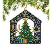 Gazocua Christmas and Hanukkah Decoration, Hanging Presentation 2D Keepsake, Acrylic Hanukkah Pendant for the Christmas Tree, for Door, Living Room, Mantle, Balcony, Garden, Cafe, Restaurant