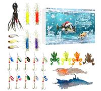 Gazocua Christmas Fishing Lure , 24 Days Freshwater Christmas Countdown Fishing Lure and Accessories for Anglers and Friends Men Teenagers Adults and Dads Lake River Pond