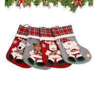 Gazocua Christmas Stockings - 3D Container with Reindeer and Bear, Pack of 4 Snowflake Socks, Fireplace Decoration, For Chocolate Fillers on Holidays in the Living Room Fireplace
