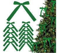 Gazocua Red Christmas Bows, Red Christmas Wreath Bows 12 x Velvet Ribbon Wreath Bows Christmas Red Bows, Christmas Velvet Ornament Bow for Front Door, Garland, Stairs, Fireplace