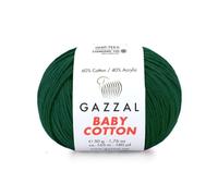Gazzal Baby Cotton, 60% Cotton 40% Acrylic, Each Ball 50g / 165m, DK- Worsted, Knitting Yarn, Amigurumi Yarn, Baby Yarn, 10 Balls - 3467