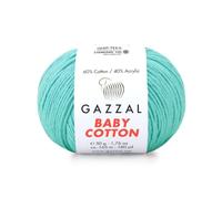Gazzal Baby Cotton, 60% Cotton 40% Acrylic, Each Ball 50g / 165m, DK- Worsted, Knitting Yarn, Amigurumi Yarn, Baby Yarn, 10 Balls - 3452