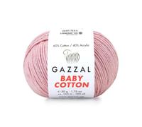 Gazzal Baby Cotton, 60% Cotton 40% Acrylic, Each Ball 50g / 165m, DK- Worsted, Knitting Yarn, Amigurumi Yarn, Baby Yarn, 10 Balls - 3444