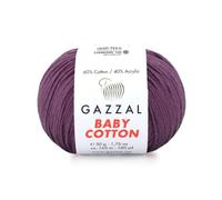 Gazzal Baby Cotton, 60% Cotton 40% Acrylic, Each Ball 50g / 165m, DK- Worsted, Knitting Yarn, Amigurumi Yarn, Baby Yarn, 10 Balls - 3441
