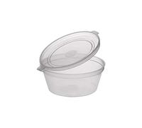 GB Catering and Packaging 2oz Storage Pots with Hinged Lids - Small Clear Containers for Sauces, Dressings, Seasonings & Condiments - Takeaway Portion Pots (100)