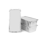 GB Catering and Packaging No6A Foil Containers with Lids - 695ml - Heavy Duty Aluminium Food Containers for Takeaway, Meal Prep, Air Fryer, Oven Freezer Safe - 20×10.5×4.5cm (100)