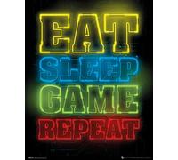 GB eye Eat Sleep Game Repeat Mini Poster