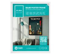 GB Posters 60 x 80cm Poster Frame White | 24 x 31.5 Inch Picture Frame | Wooden Wall Frame with Shatterproof Styrene Front | Portrait or Landscape Wall Mount