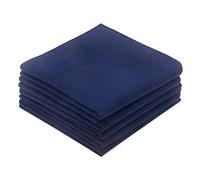 GB Selected Men's Cotton Handkerchiefs, Assorted Solid Color Pocket Square Hankies with Stripe, Navy, 16x16 Inches