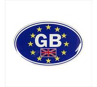 GB UK Union Jack EURO flag Blue Oval Sticker Car Domed Gel Resin Badge Decal 70x40mm