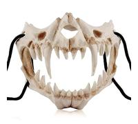 GB4 Japanese Halloween Mask, Resin Mask Half Face Skull Scary Mask Cosplay Decorative for Adults