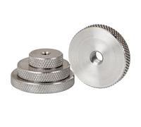 GB807 304 Stainless Steel Knurled Round Nuts, Thin Flat Hand Screwed Nuts M3-M12, 5mm Thickness (M6 x 20 x 5 (4Pcs))