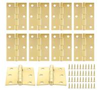 GBACHOOSE 10 Pcs Door Hinges 3 Inch, 75mm Polished Brass Butt Hinges with Screw, Stainless Steel Gold Hinges for Windows, Boxes, Cabinets