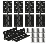 GBACHOOSE 10 Pcs Door Hinges, 4 Inch (100mm) Polished Chrome Ball Bearing Hinges, Stainless Steel Black Hinges with Screw for Internal External Wooden Doors