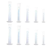GBACHOOSE 10 Pcs Plastic Graduated Cylinder, 10ml 25ml 50ml 100ml 250ml Transparent Measuring Cylinder Lab Test Tube Flask, Measuring Lines Graduated Cylinder Beaker for Science Lab Project