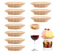 GBACHOOSE 10 Pcs Wine Glass Charcuterie Topper, Bamboo Charcuterie Boards for Wine Glass, 10CM Wine Glass Toppers for Appetizers Desserts Home Restaurants Bars