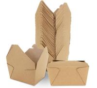 GBACHOOSE 100 Pack Kraft Food Takeaway Box, 13 × 10.6 × 6.5cm Disposable Kraft Snack Boxes, Cardboard Takeaway Boxes Leak Proof Design for Lunch On the Go Party Leftovers Box