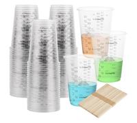 GBACHOOSE 100Pcs Resin Mixing Cups, Plastic Measuring Cups with Scale, 240ml/8oz Mixing Cups with Stirrers Sticks for Paint Graduated Pigment Liquids