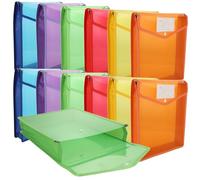 GBACHOOSE 12 Pcs A4 Plastic Wallet Folders with Popper, Document Pockets with Button, Envelope File Folder with Card Slots for School Office Home, Red Yellow Blue Purple Orange Green