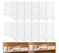 GBACHOOSE 12 Pcs Clear Acrylic Shelf Dividers, Transparent Closet Shelf Dividers, Adjustable Closet Organizer Wardrobe Dividers Shelf for Wardrobes, Kitchens, Offices