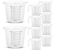 GBACHOOSE 12 Pcs Plastic Measuring Jugs, 1 Litre Plastic Jug with Measuring Scale, Clear Measuring Cup with Handle for Cooking and Baking