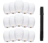 GBACHOOSE 15 Pack Chinese Sky Lanterns, White Eco Friendly 100% Biodegradable Chinese Lanterns with Pen, No Assembly Required Sky Lanterns for Weddings, Birthdays, Parties, Memorials, Chinese New Year