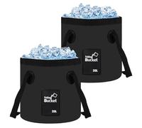 GBACHOOSE 2 Pack 20L Folding Water Bucket, Black Portable Collapsible Buckets, Outdoor Multifunctional PVC Folding Bucket for Camping, Traveling, Hiking, Fishing, Gardening, Car Washing